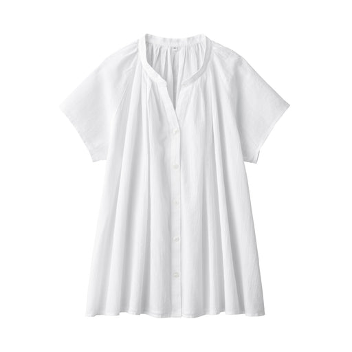 Women's High-Twist Veil French Sleeve Blouse White MUJI