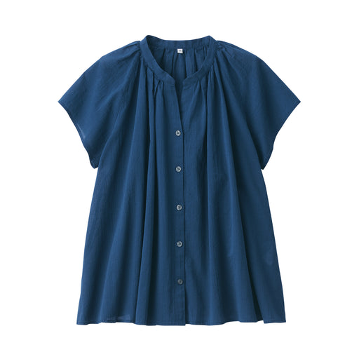 Women's High-Twist Veil French Sleeve Blouse Navy MUJI