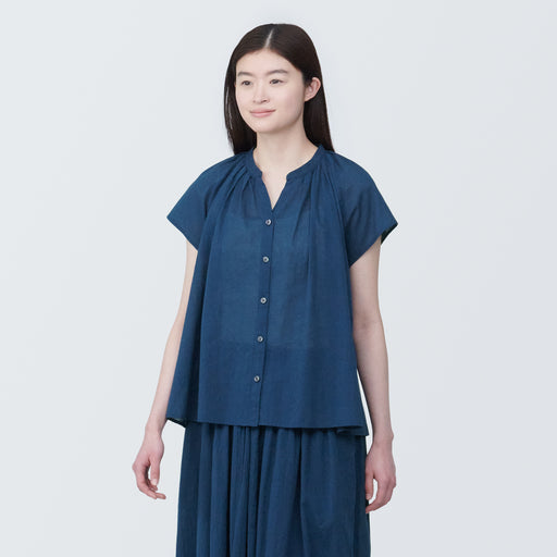 Women's High-Twist Veil French Sleeve Blouse MUJI