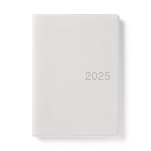 Monthly/Weekly Planner From December 2024 - White Gray A5 - Monday Start MUJI