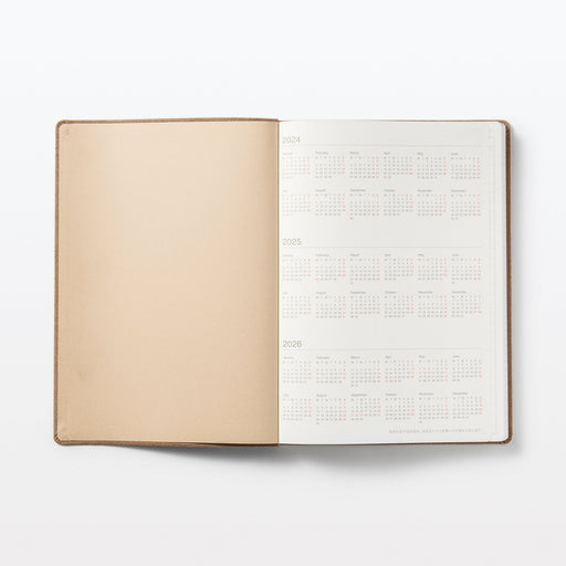 Faux Suede Monthly/Weekly Planner From December 2024 - Beige A5 - Monday Start MUJI