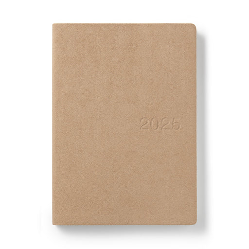 Faux Suede Monthly/Weekly Planner From December 2024 - Beige A5 - Monday Start MUJI