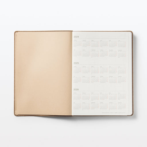 Faux Suede Monthly/Weekly Planner From December 2024 - Beige B6 - Monday Start MUJI