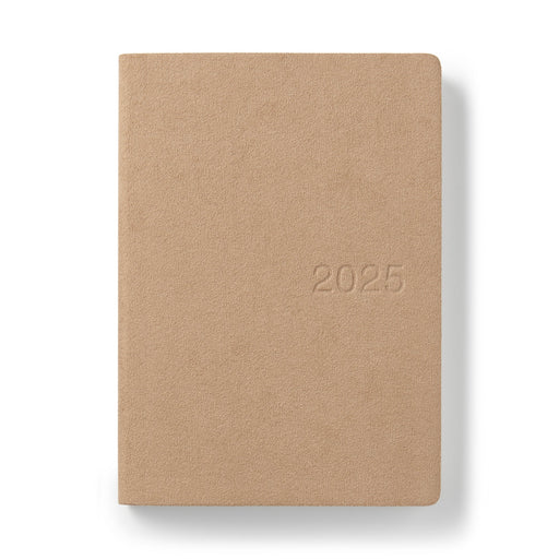 Faux Suede Monthly/Weekly Planner From December 2024 - Beige B6 - Monday Start MUJI