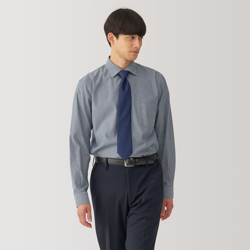 Men's Non-Iron Semi Wide Collar Striped Shirt MUJI