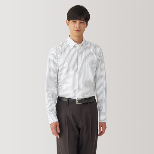 Men's Non-Iron Button Down Striped Shirt MUJI