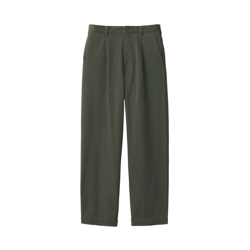 Men's Stretch Chino Darted Wide Pants (L29") Dark Green MUJI