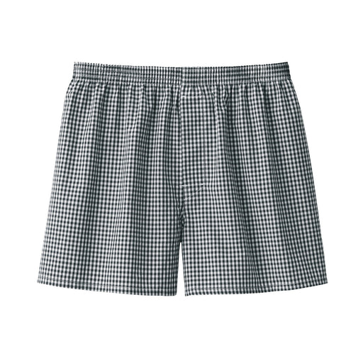 Men's Cotton Broadcloth Front Open Trunks Black Check MUJI