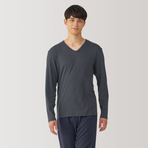 Men's Warm Cotton V-Neck Long Sleeve T-Shirt MUJI