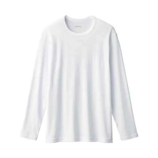 Men's Warm Cotton Crew Neck Long Sleeve T-Shirt White MUJI