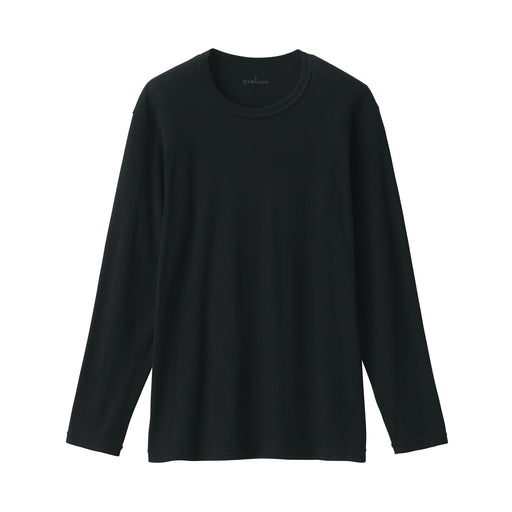 Men's Warm Cotton Crew Neck Long Sleeve T-Shirt Black MUJI