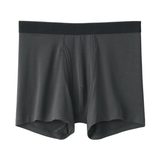 Men's Lyocell Blend Front Open Boxer Briefs Dark Grey MUJI