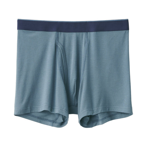 Men's Lyocell Blend Front Open Boxer Briefs Smoky Blue MUJI