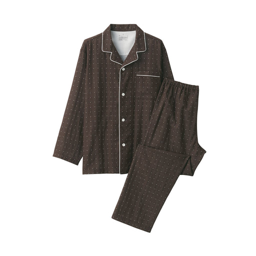 Men's Side Seamless Double Gauze Pajamas Brown Pattern MUJI