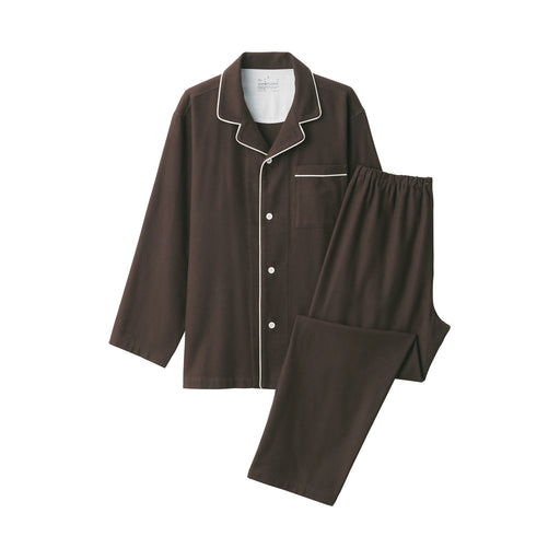 Men's Side Seamless Flannel Pajamas Brown MUJI