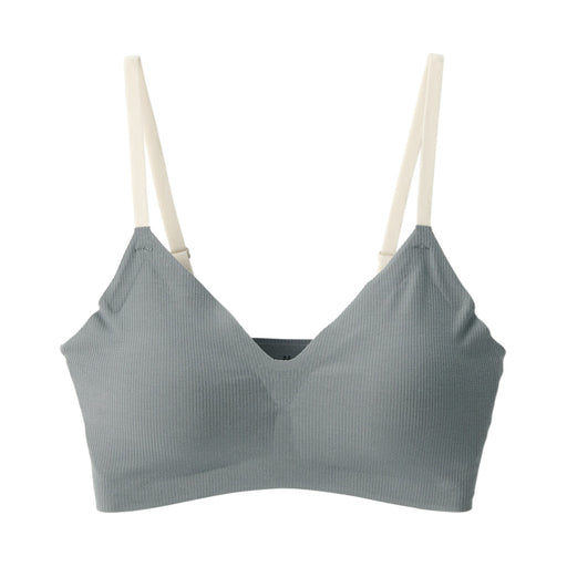 Women's Seamless Ribbed Bra Smoky Green MUJI