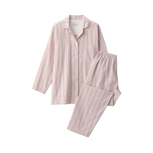 Women's Side Seamless Double Gauze Pajamas Light Pink Stripe MUJI