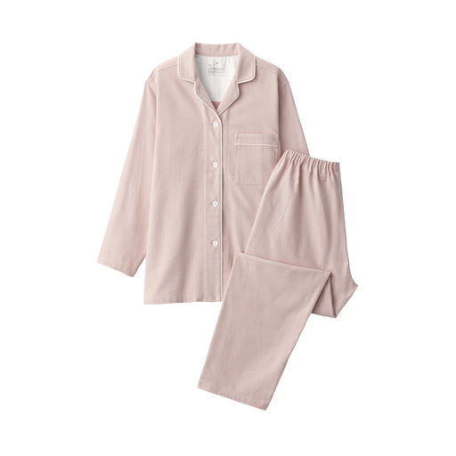 Women's Side Seamless Flannel Pajamas Light Pink MUJI