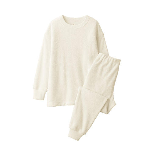 Women's Soft Knit Fleece Long Sleeve Loungewear Set Ivory MUJI