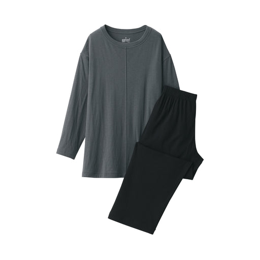 Women's Side Seamless Cotton Rayon Loungewear Set Charcoal Gray MUJI