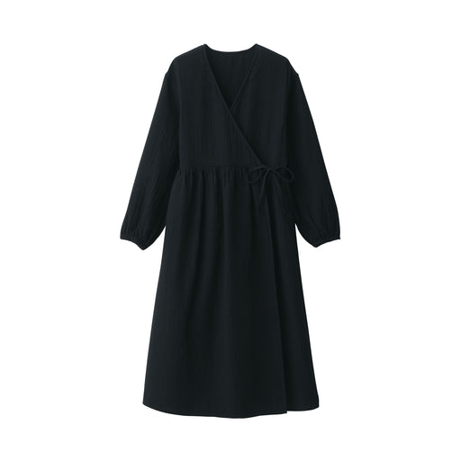 Women's Crinkle Gauze Long Cardigan Black MUJI