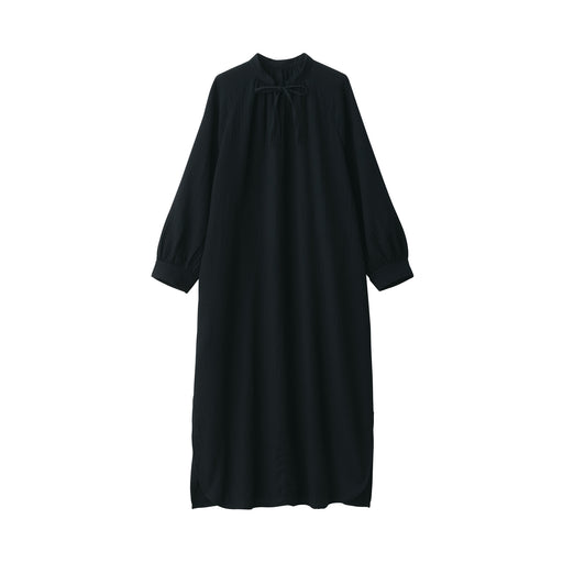 Women's Crinkle Gauze Long Dress Black MUJI