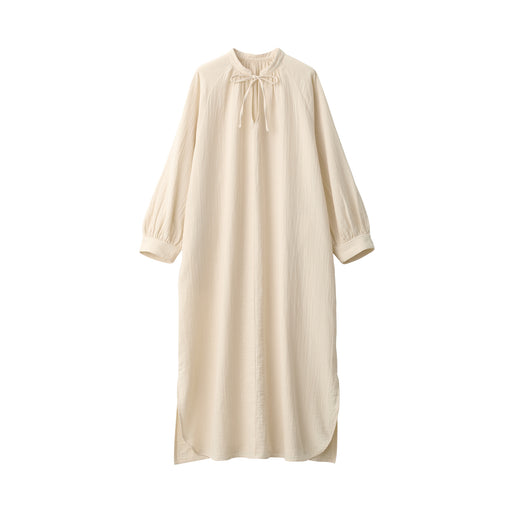 Women's Crinkle Gauze Long Dress Ivory MUJI