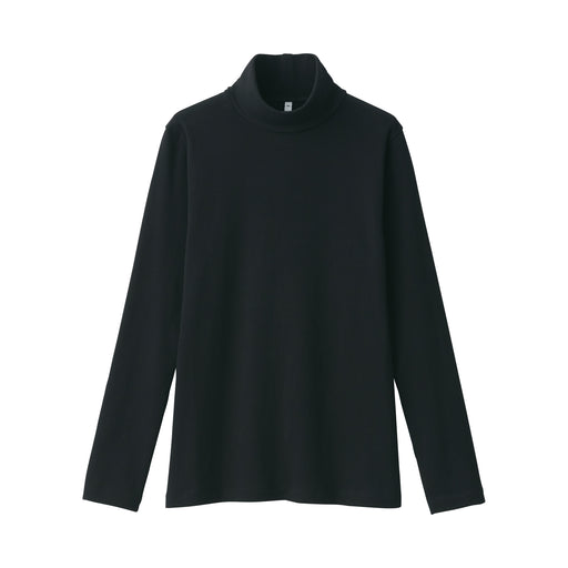 Women's Brushed Ribbed Turtleneck Long Sleeve T-Shirt Black MUJI