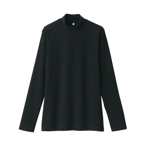 Women's Brushed Ribbed High Neck Long Sleeve T-Shirt Black MUJI