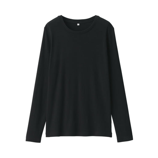 Women's Soy Fiber Blend Ribbed Crew Neck Long Sleeve T-Shirt Black MUJI