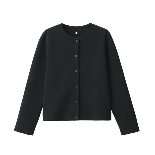 Women's Double Knitted Sweatshirt Cardigan Black MUJI