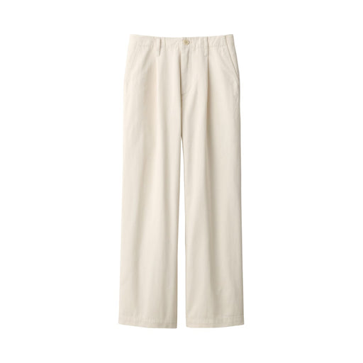 Women's Slub Yarn Chino Darted Wide Pants Ivory MUJI