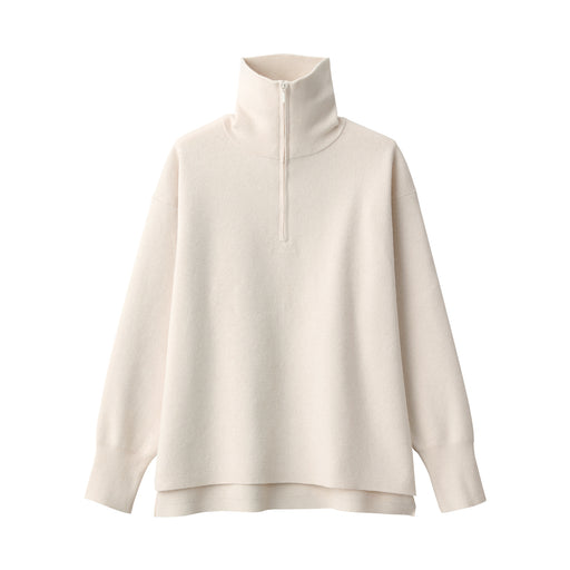 Women's Washable Milano Ribbed Half Zip Sweater Off White MUJI