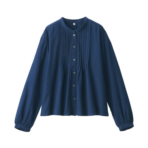 Women's Cotton Voile Indigo Long Sleeve Blouse Navy MUJI