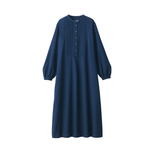 Women's Cotton Voile Indigo Long Sleeve Dress Navy MUJI