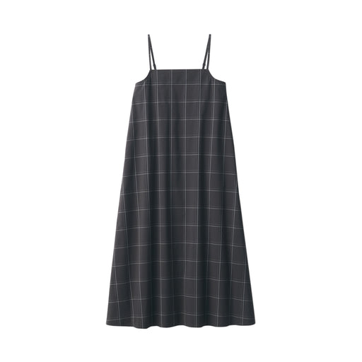 Women's Quick Dry Broadcloth Patterned Camisole Dress Dark Gray Check MUJI