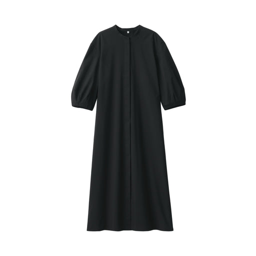 Women's Quick Dry Broadcloth 3/4 Sleeve Dress Black MUJI