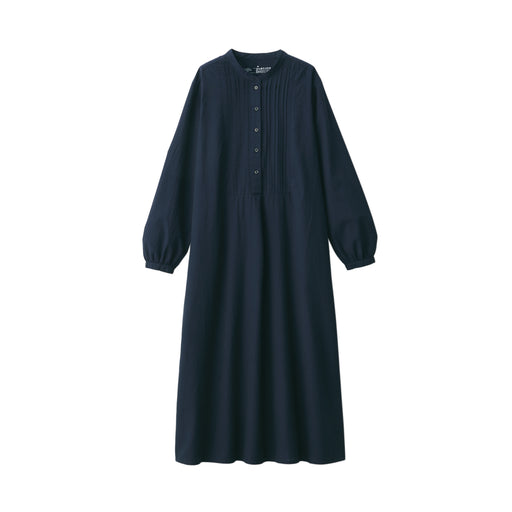 Women's Cotton Voile Long Sleeve Dress Dark Navy MUJI