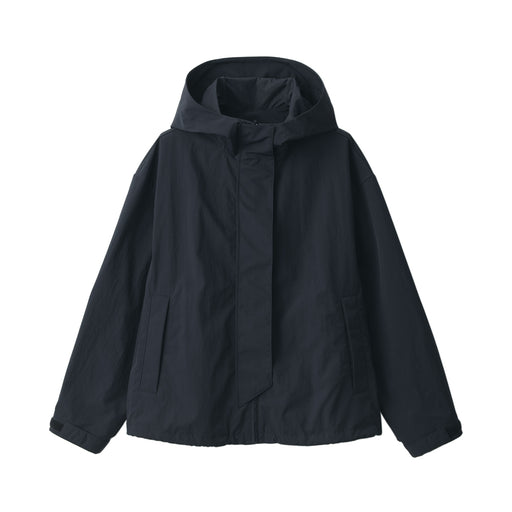 Women's Water Repellent Pocketable Hooded Jacket Black MUJI