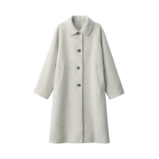 Women's Reclaimed Wool Blend Stand Fall Collar Coat Light Gray MUJI