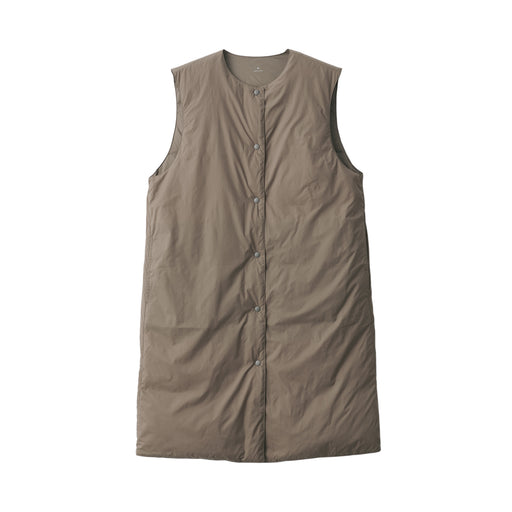 Women's Lightweight Down Collarless Long Vest Dark Beige MUJI