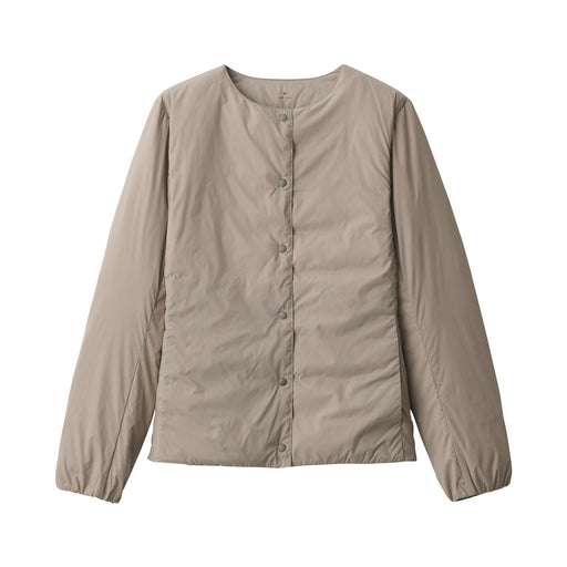 Women's Lightweight Down Collarless Jacket Light Beige MUJI