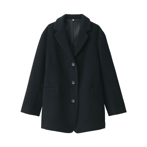 Women's Reclaimed Wool Blend Jacket Black MUJI