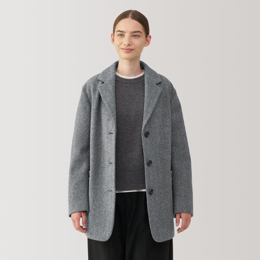 Women's Reclaimed Wool Blend Jacket Coat MUJI