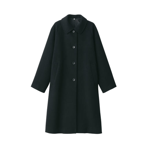 Women's Reclaimed Wool Blend Stand Fall Collar Coat Black MUJI