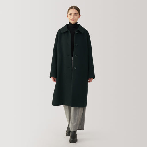 Women's Reclaimed Wool Blend Stand Fall Collar Coat MUJI