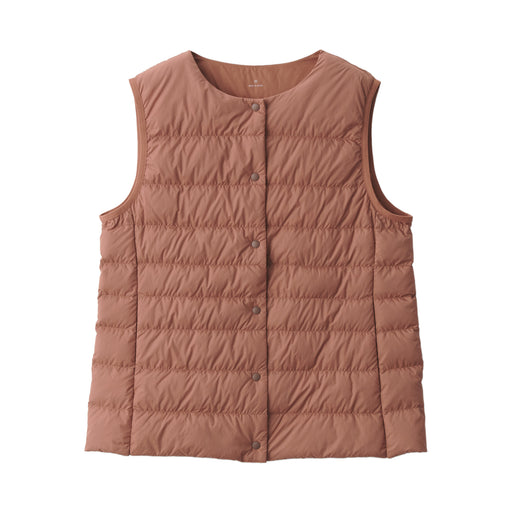 Women's Lightweight Down Collarless Vest Smoky Orange MUJI