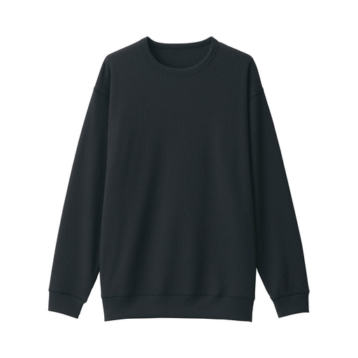 Men's UV Protection Quick Dry Waffle Long Sleeve T-Shirt Black MUJI