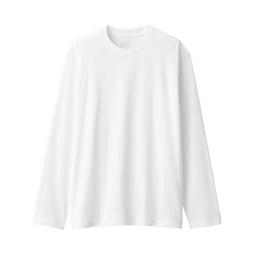 Men's Washed Jersey Crew Neck Long Sleeve T-Shirt White MUJI