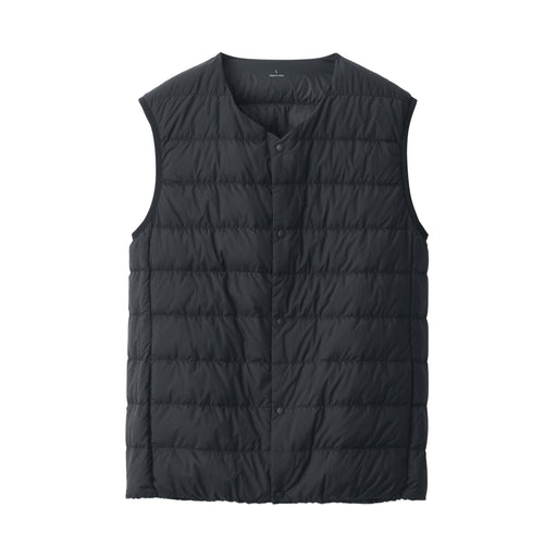 Men's Lightweight Down Collarless Vest Black MUJI